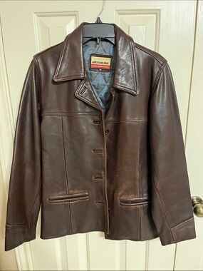Vintage Women's Dark Brown Leather Button Jacket